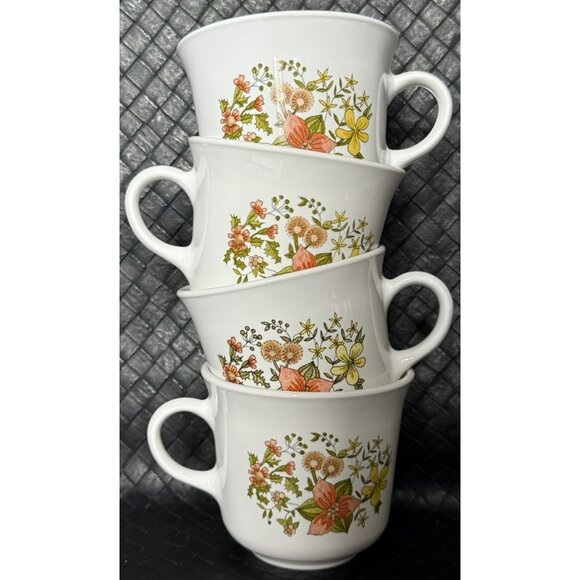 CORELLE CORNING INDIAN SUMMER COFFEE MUGS CUPS SET OF 4 Retired 1977 To 1986 - Picture 2 of 7